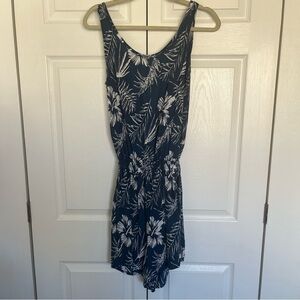 Blue and White Tropical Tie Fiji Romper Size M